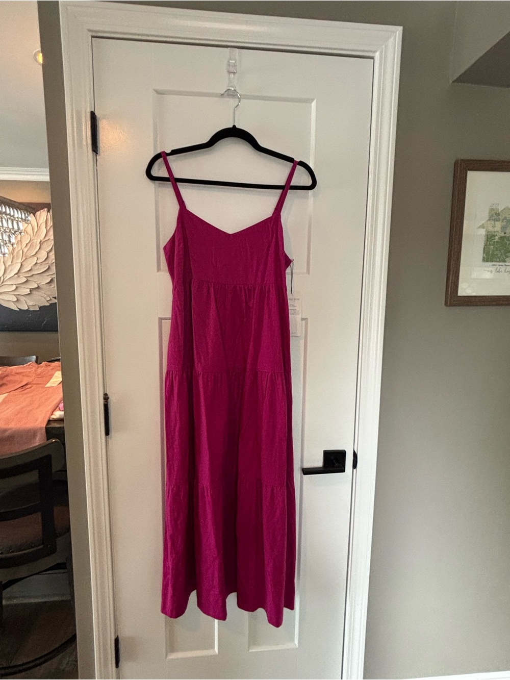 Women’s Fuchsia Tiered Spaghetti Strap Dress small 6939 Kathleen dress